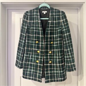 Bar III Green Plaid Double-Breasted Blazer